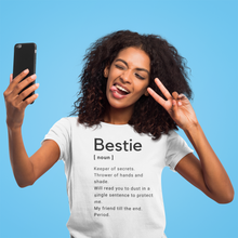 Load image into Gallery viewer, Bestie Premium White Cotton Unisex Tee
